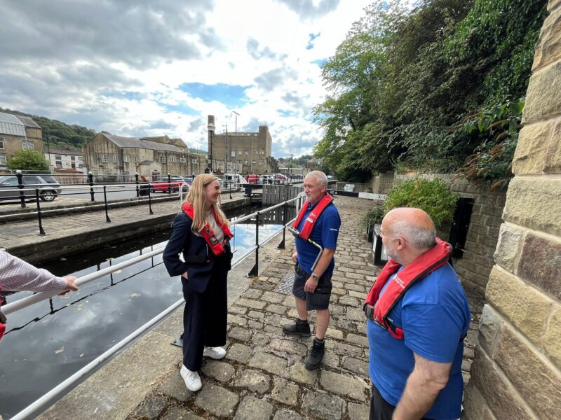 Kate with volunteers at Tuel Lane Lock in Sowerby Bridge