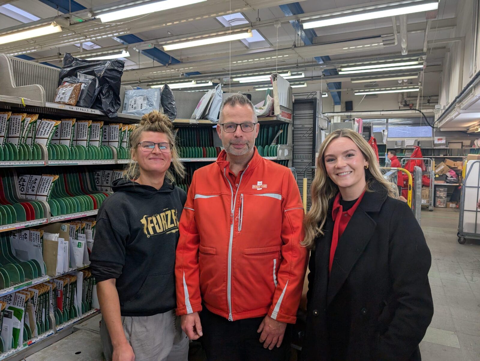 Kate at the Royal Mail depot in Halifax
